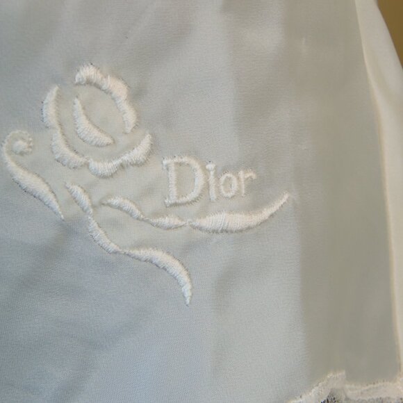 Vintage Christian Dior SZ MED Lace Trim Camisole Slip Top Ivory Satin Designer - Picture 6 of 11